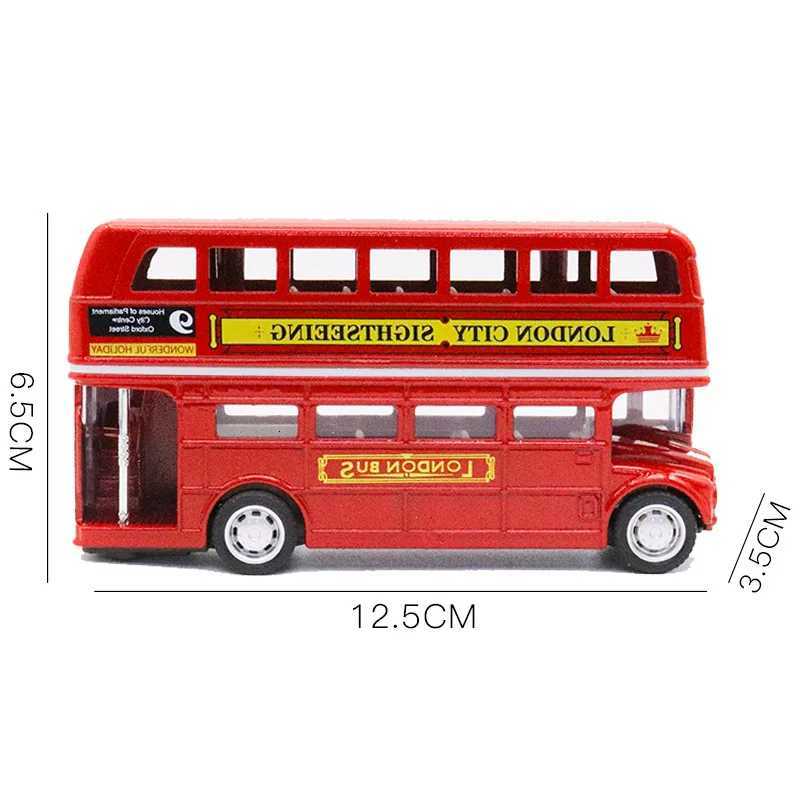 164 Vintage British Europe Double Decker Bus Diecast Alloy Car Model Metal Pull Back Simulation Car Toy Decor Antique Kids ToyT251023