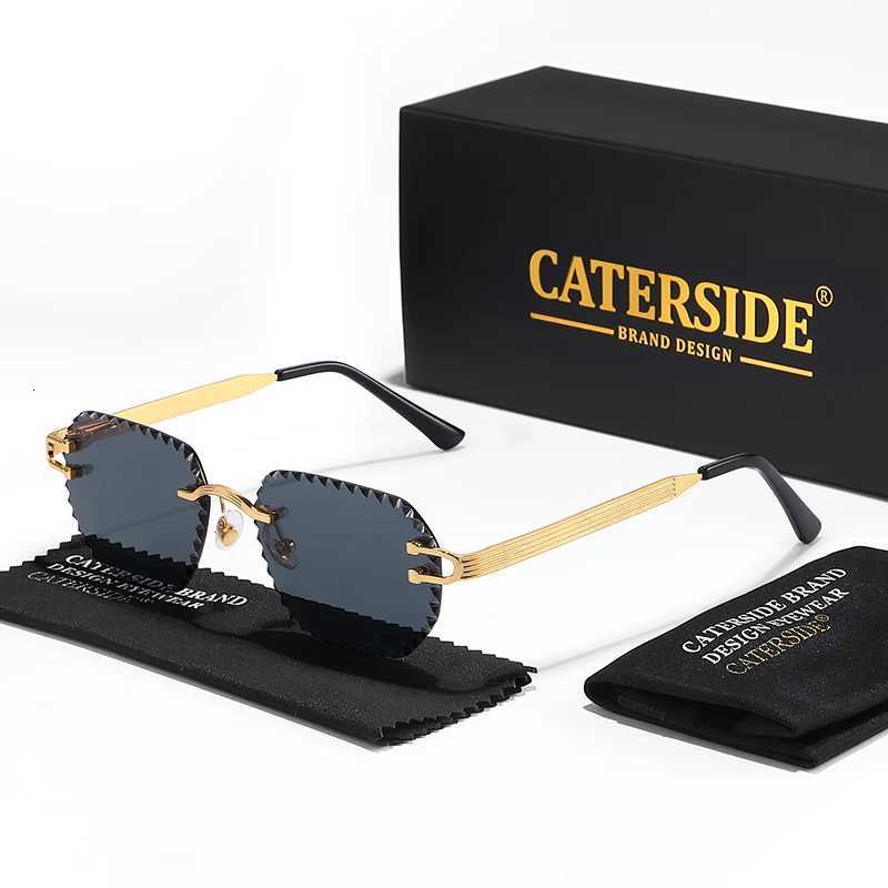 CATERSIDE New Rimless Sunglasses Men Square Fashion Cutting Lens Brand Design Sun Glasses for Women Party Festival Eyewear GiftW251023
