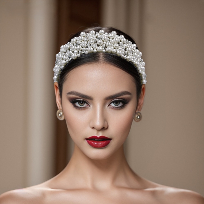 Hairpins designer HairJewelry Faux Pearl Handmade Woven Headpiece Accessories for Wedding Hairstyles: Pearl Wide Hair Accessory Crystal Headband Hair 