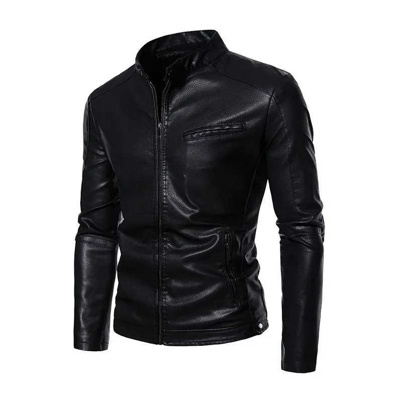 Casual Style Mens Leather Jacket Autumn Winter New Fashion Slim Fit Trendy Youthful PU Leather Coat Large Size Menswear W251023