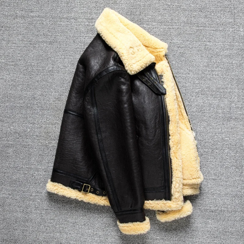 Original ecological pure sheepskin fur integrated winter outfit B3 Tuscan real leather jacket mens plus thick coat 251023