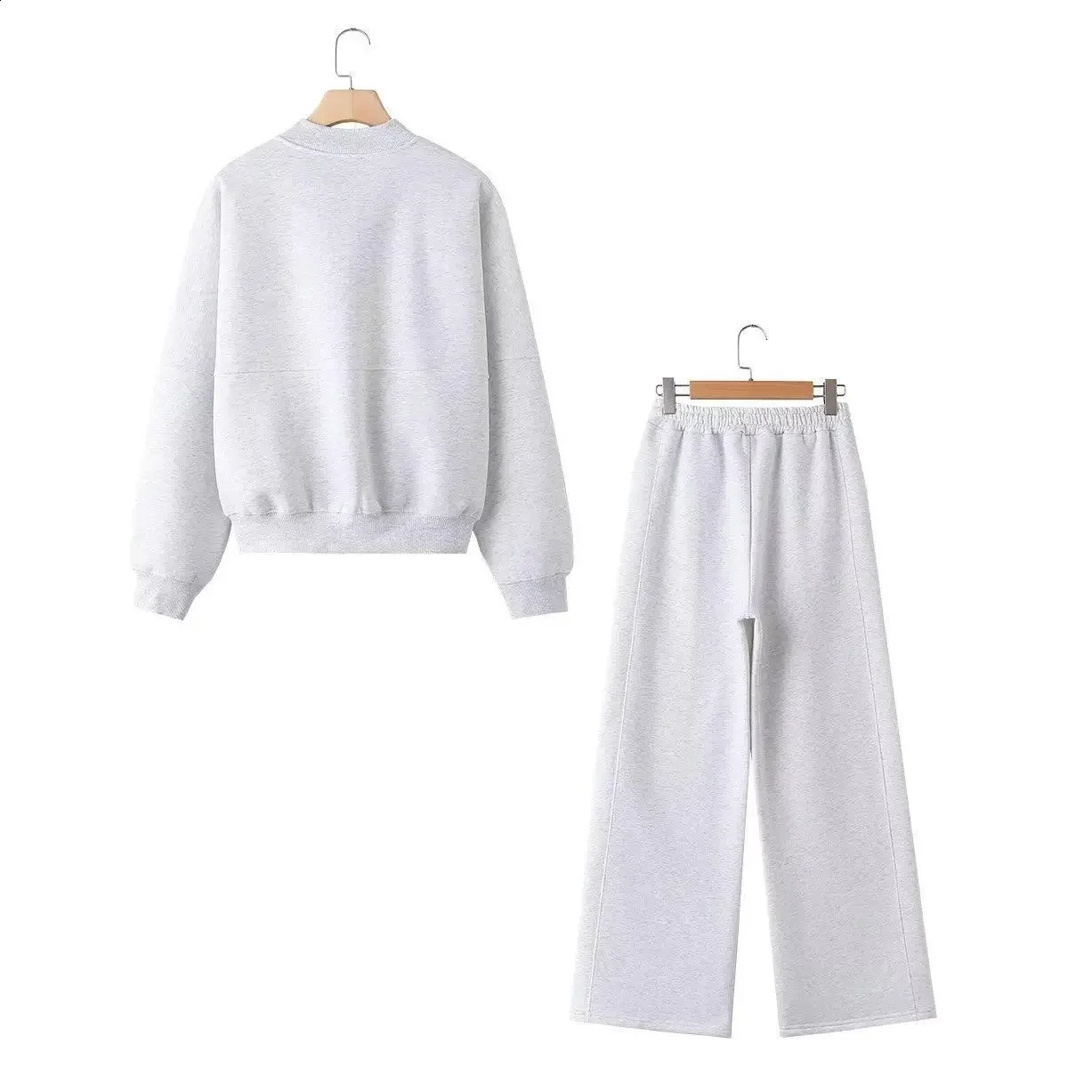 Zipper Pilot Jacket Sweatshirt Style Loose High Waist Fleece Pants Cotton Streetwear Series Womens Fashion Set 251022