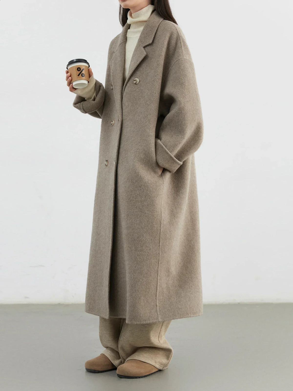 CHIC VEN Women Woolen Coat Doublebreasted Basic Loose Casual Retro Long Doublesided Female Overcoat Autumn Winter 251021