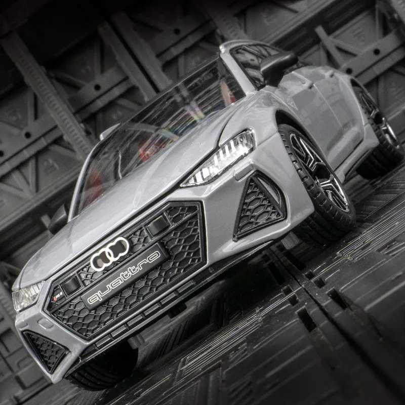124 Audi RS6 alloy car model door and hood trunk can open has simulated sound and lighting functions fine workmanshipT251023