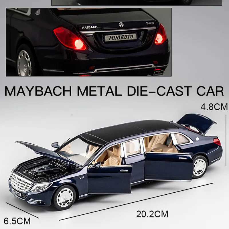 132 S650 Alloy Car Model Children Toy Car SixDoor Extended Version Simulation Car Collection Gift A85 for MercedesBenz MaybacT251023