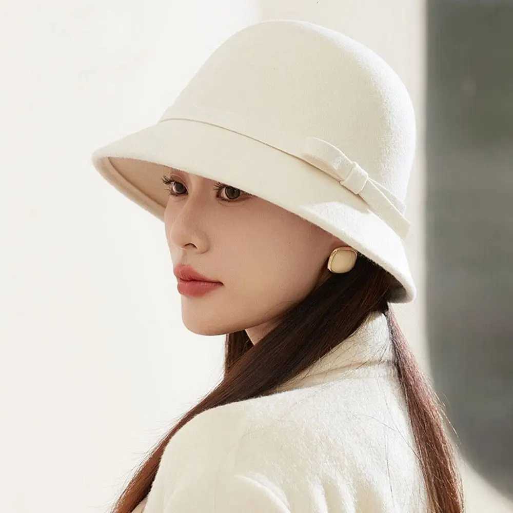 Soft Autumn Winter Wen Felt Fes Hat Vintage Bowknot Ladies Hat De Felt Wedding Church Jazz Fa Bow BowrW251023