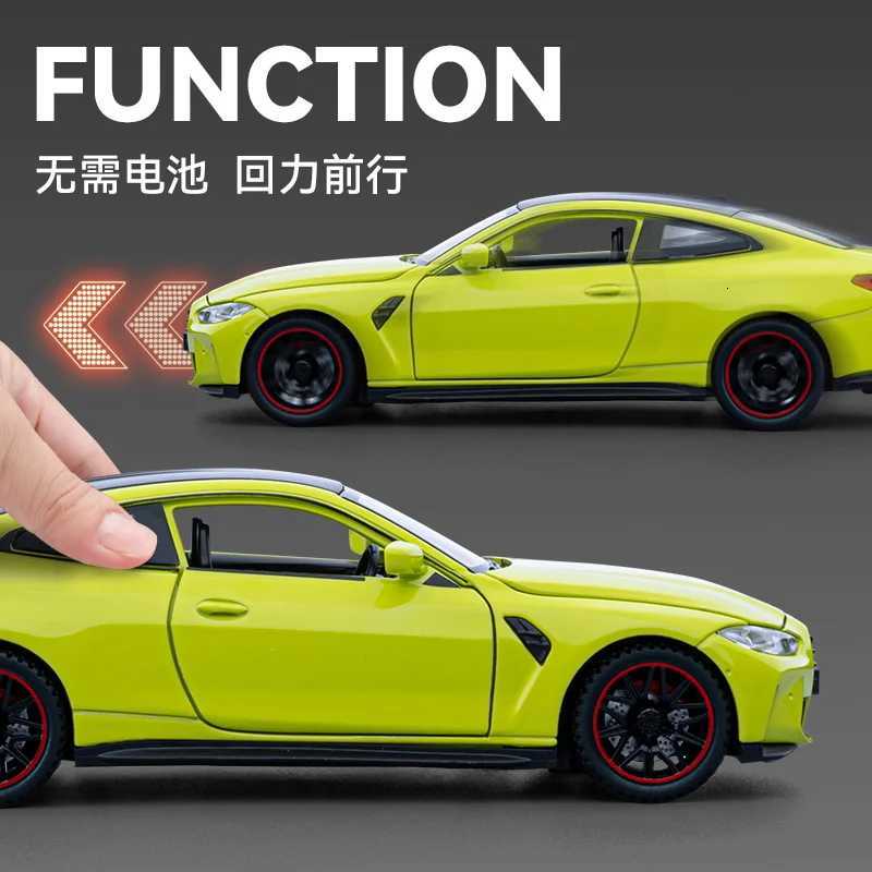 132 Scale Simulation Top sports car BM M4 sports car Alloy Diecast Classic Car Model Supercar Sound Light boys toy GiftT251023