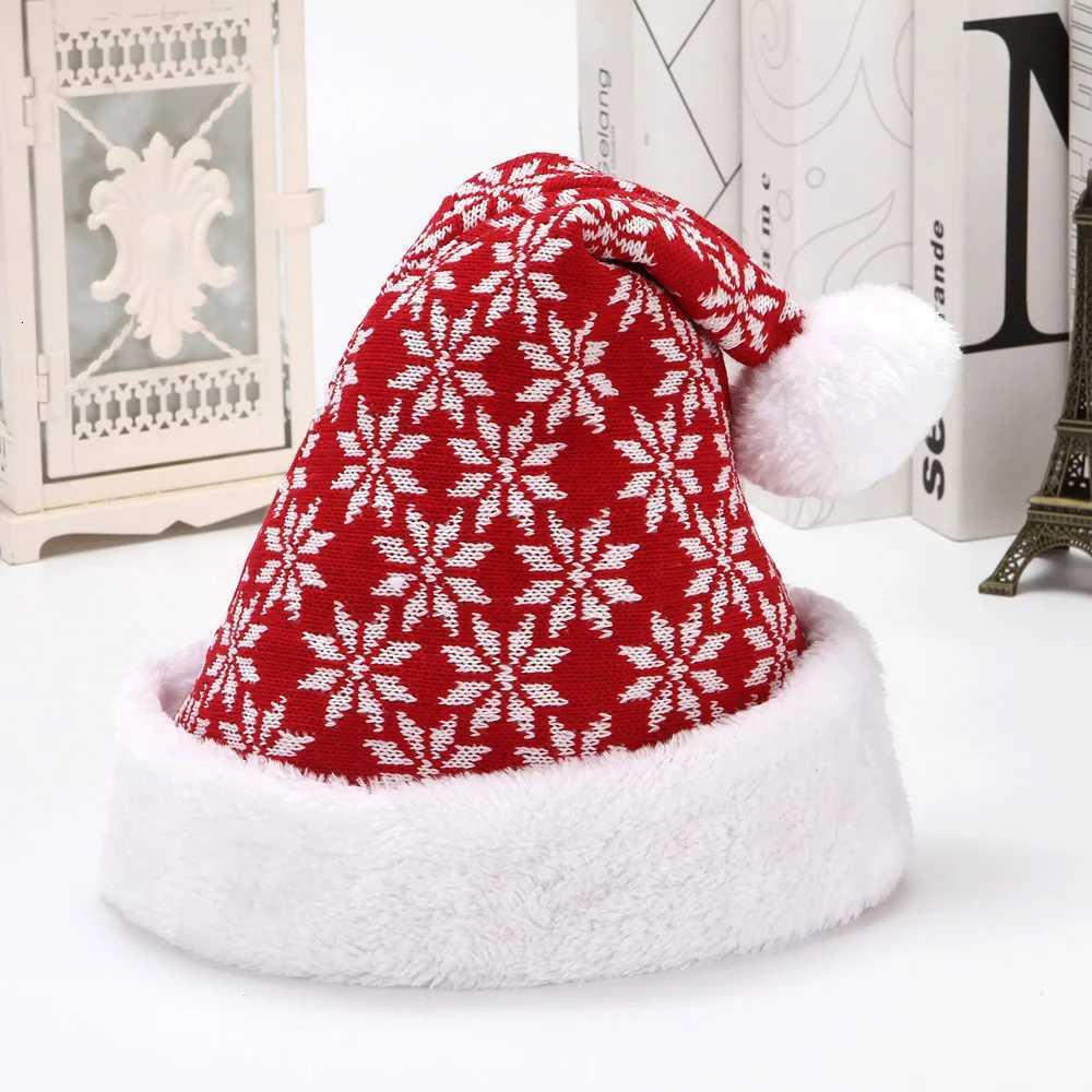 3040cm New Deer Knitted Wool Thick Plush Christmas Hat Adult Santa Claus Hat Christmas DecorationXJ251023