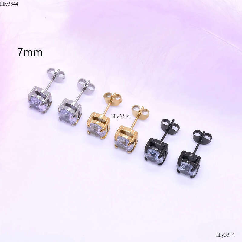Stainless Steel Four-Prong Inlaid Zircon Crystal Simple Personality Small Earrings