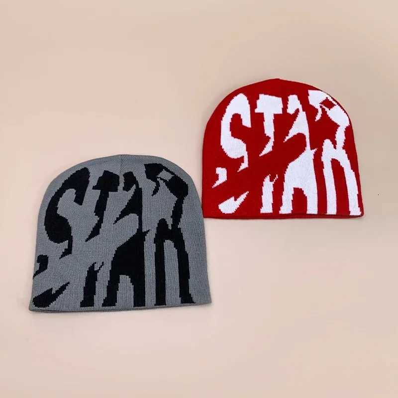 Street STAR Letter Wool Knitted Hats Autumn and Winter Color Block Personal Warm Skate Versatile Hip Hop Fashion Retro BeaniesXJ251023