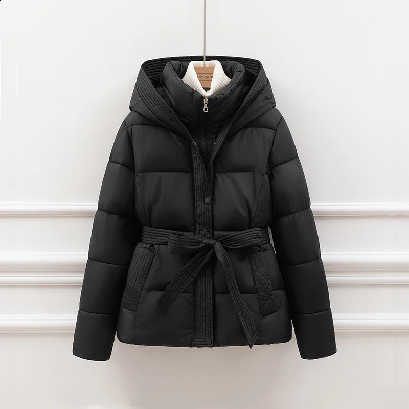 Slimming ort down Cotton Jaet Womens Thiened Winter Coat with Hood Dstring Waist Sli Outerwear for Ladies 251021