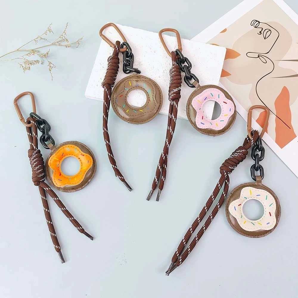 PU Donut Charms Keychain Braided Rope Bag Pendant Keyring Fashion Simple Bag Ornaments Decor Car Trinkets Accessories Gifts Z251023