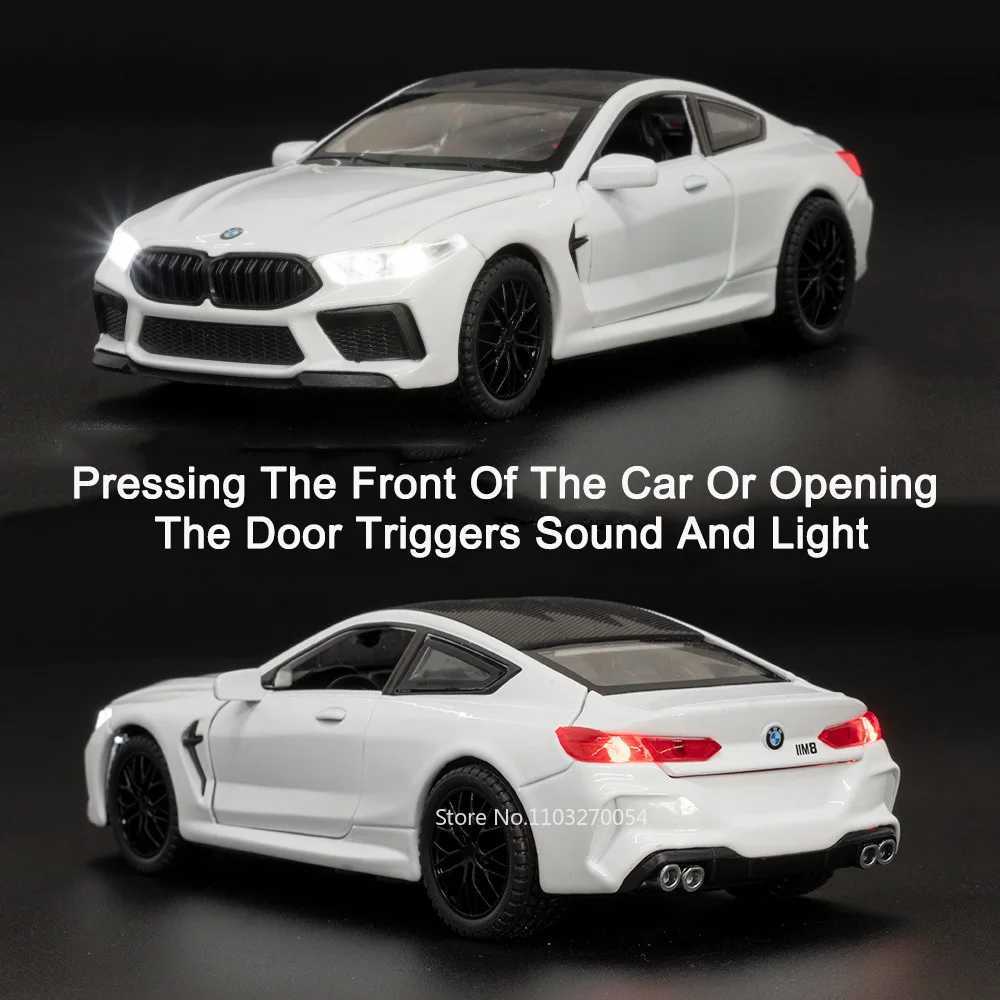 132 M8 Miniature Alloy Diecast Toys Car Model Sports Cars 4 Door Can Opened Sound Light Pull Back Vehicle Kids Festival GiftT251023