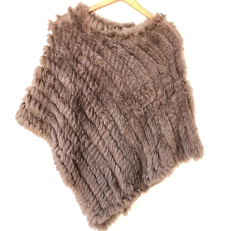 Spring Women Knitted Real Rabbit Fur Poncho Casual Female Autumn Winter Genuine Cape Fashion Short Shawl 251022