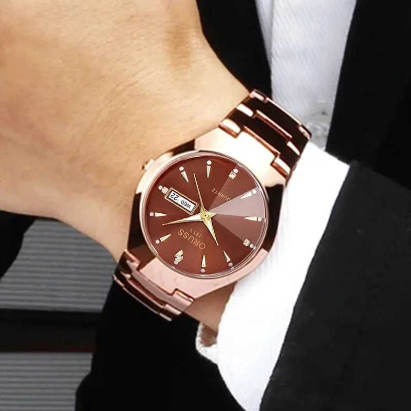 ORUSS Top Brand Men Watch High Quality Stainless Steel Waterproof Luminous Pointer Week Calendar Man Original Quartz Wrist watchL251023