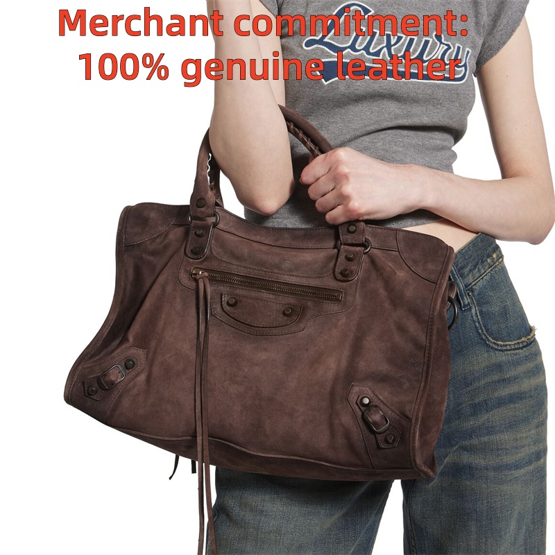 High capacity suede tote bag LE CITY bag Luxury handbags Designer bags Womens mens rivet Motorcycle bag fashion genuine leather crossbody Shoulder bag travel bags