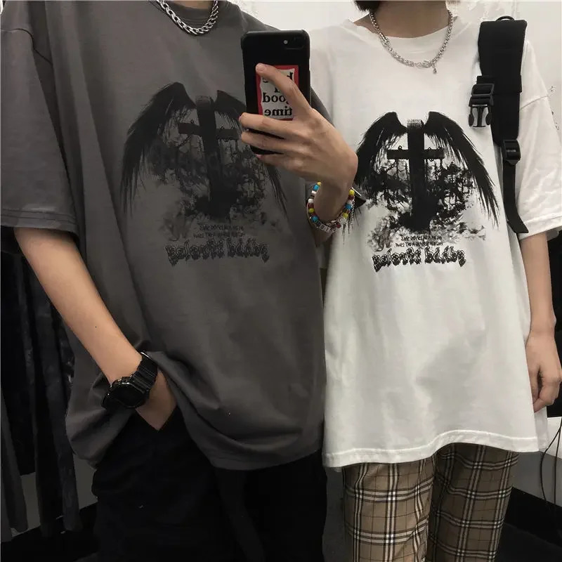 Y2K Emo Men Summer Oversized TShirt Korean Harajuku Tshirt Streetwear Dark Academia Hip Hop Alt Long Sleeved T Shirts Clothes 251020