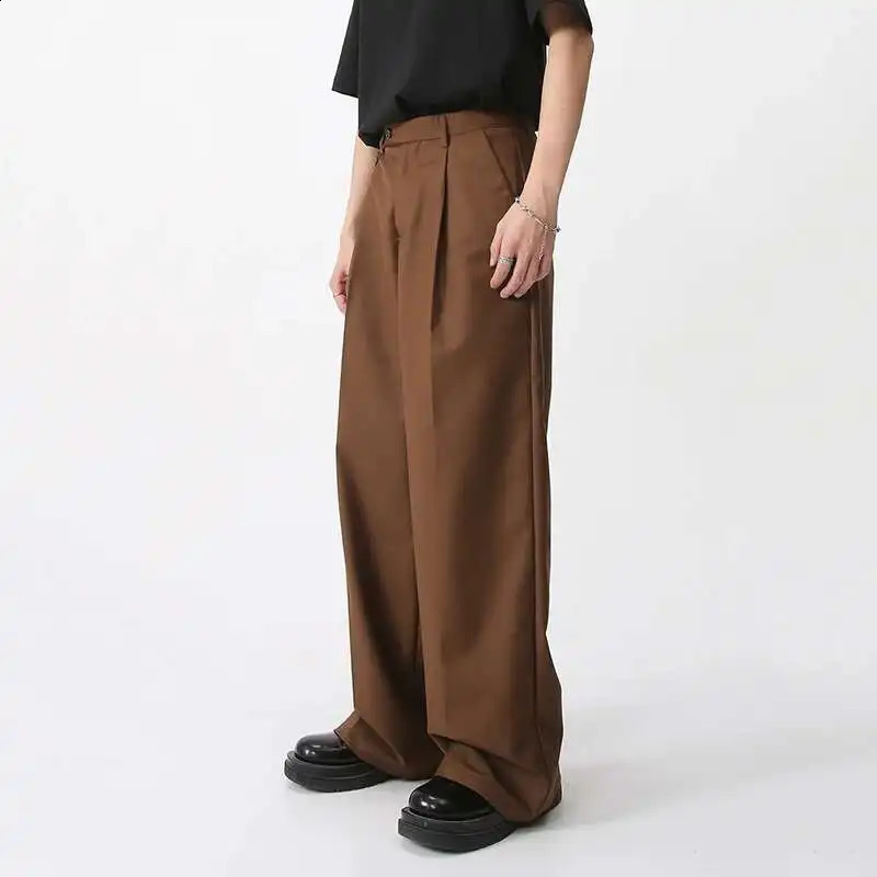 IEFB Mens Wear Spring Suit Pants Loose Straight Korean Fashion Simple Solid Color Male Casual Trousers Wide Leg 9A6959 251023