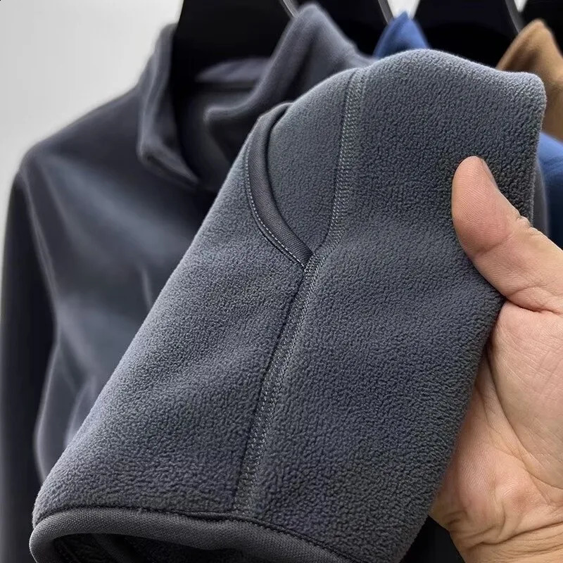 Mens Fleece Pullover for Autumn and Winter Thickened Added Warmth Comfortable Casual Standup Collar Coat 251023