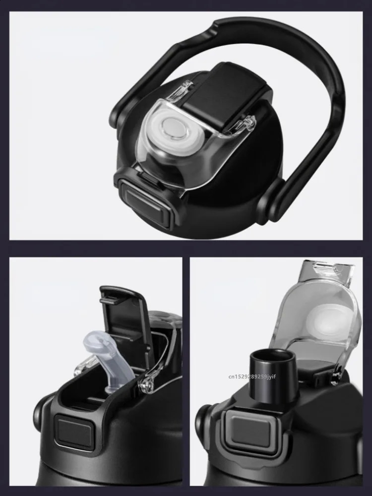 800100012001500ML 304 Stainless Steel Thermos with Straw Thermal Mug Cup Sports Vacuum Flasks Cold and Water Bottle 251022 W260226