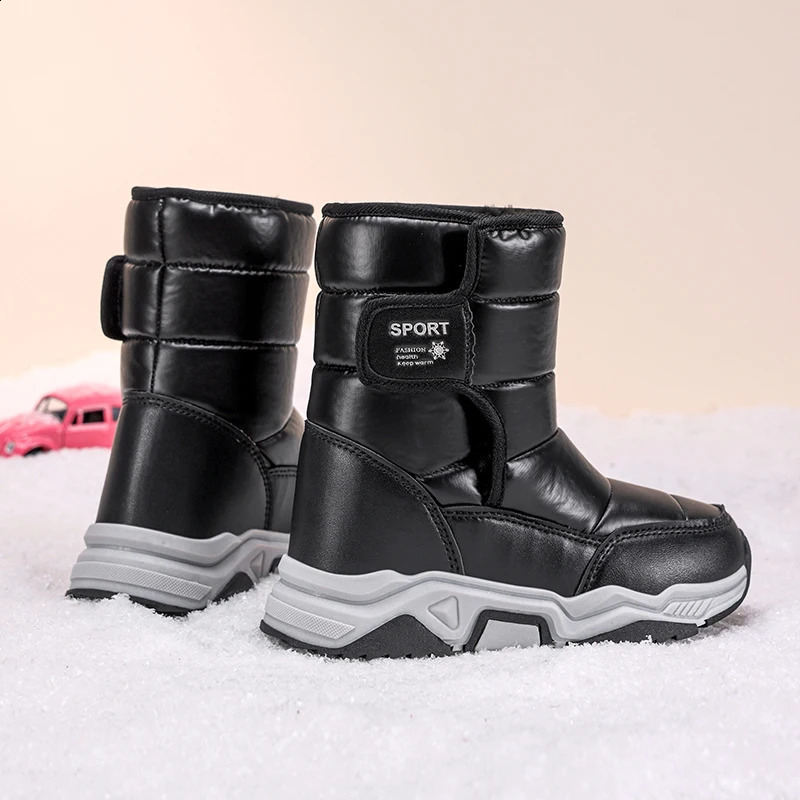 Kids Snow Boots Winter Hightop Warm Cotton Shoes for Children Boys Girls Warm Plush Lining Ankle Boots Antiskid Waterproof 251018CJ