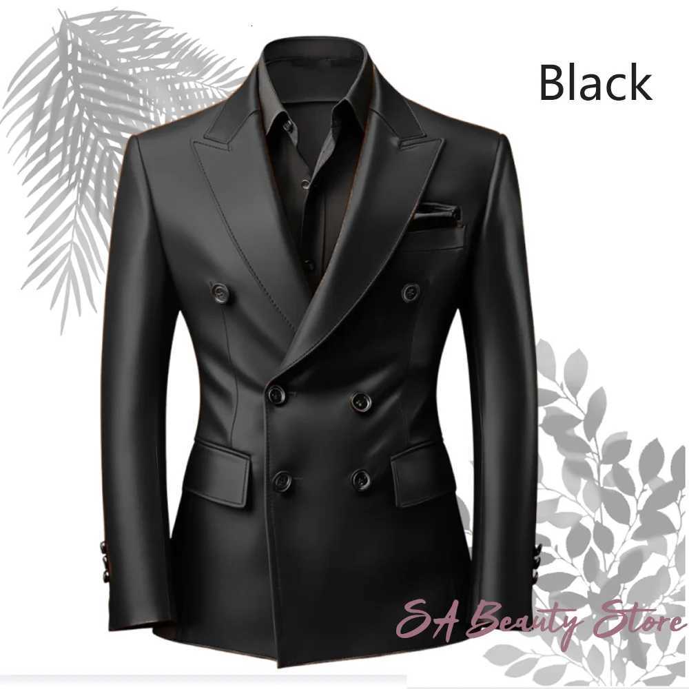 Tailored Fashion Suit Leather Jacket Leather Blazers Brown leather business suit jacket W251023