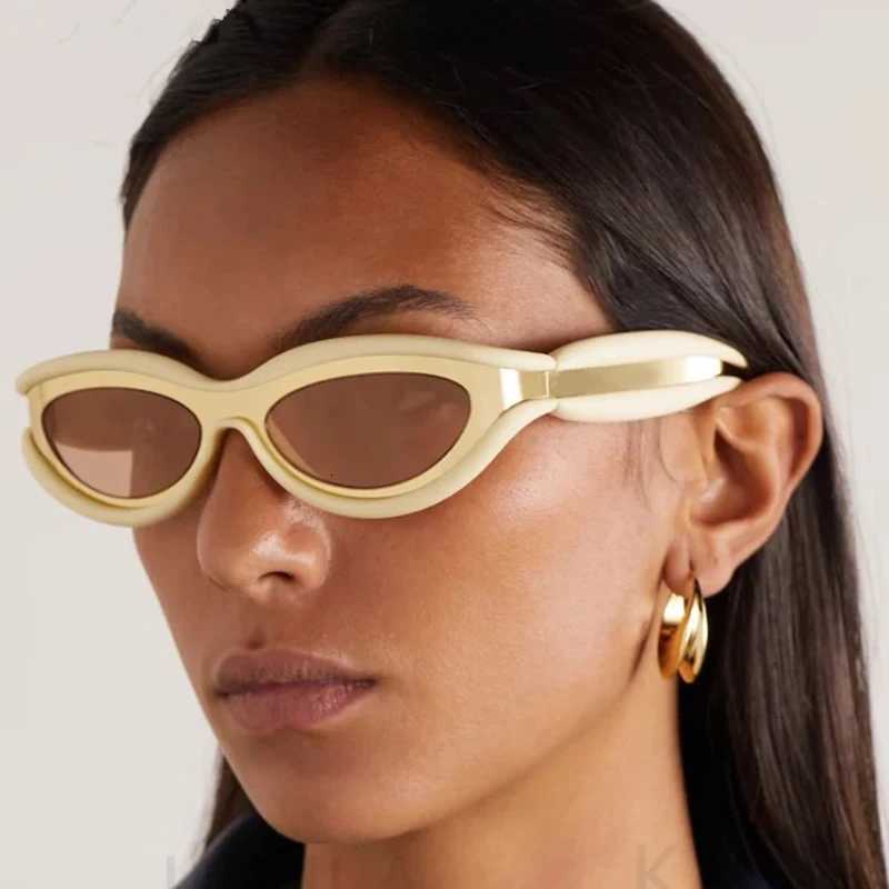 Y2K Vintage Luxury Brand Designer Double Color Cat Eye Sunglasses Women For Men Sun Glasses Trend Punk Popular Small Frame ShadeW251023