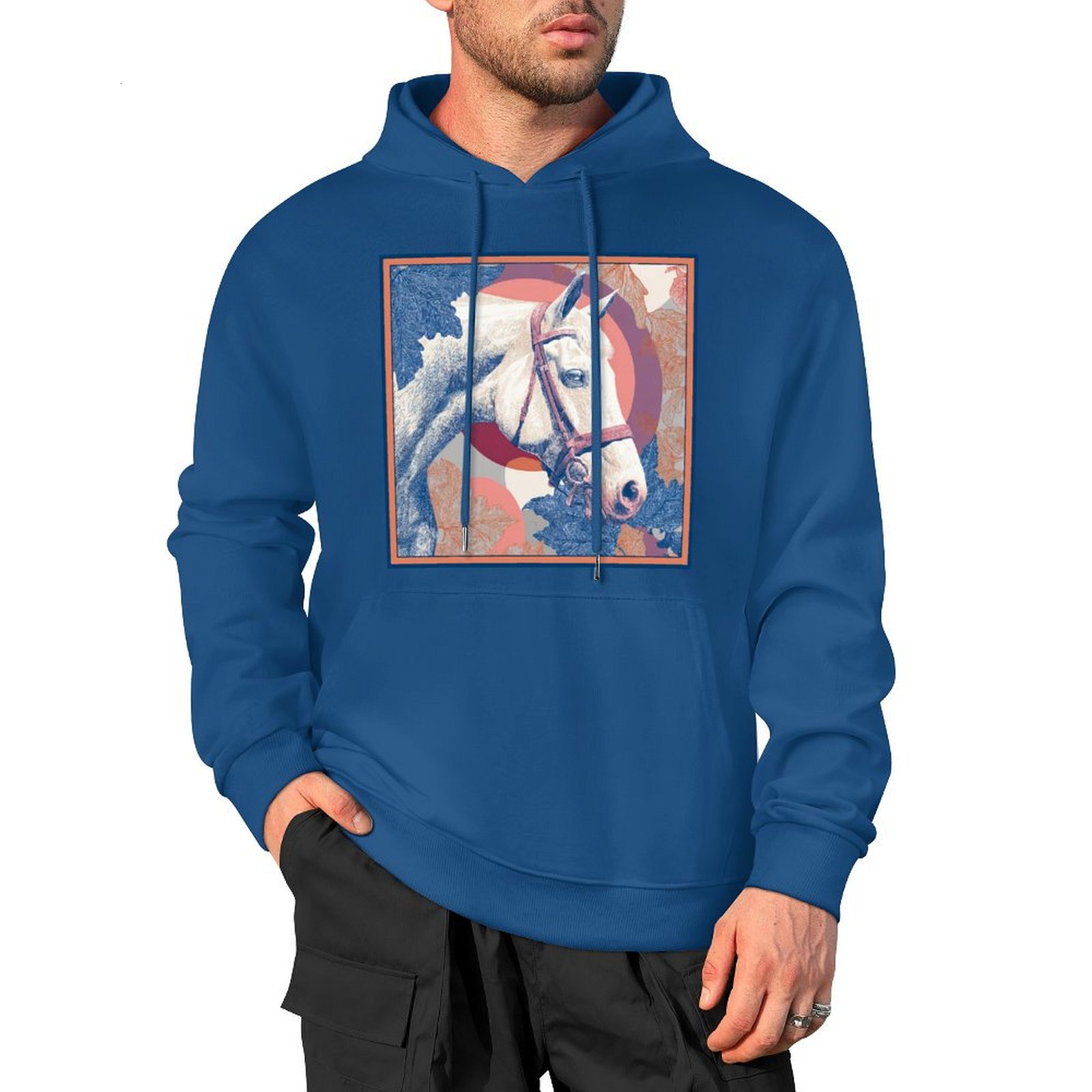 H Designer Fall Winter Hoodie Luxury Horse Print Design Unisex Long Sleeve Streetwear Hip Hop Oversized Fit Hoodie Men's Fashion Apparel H27