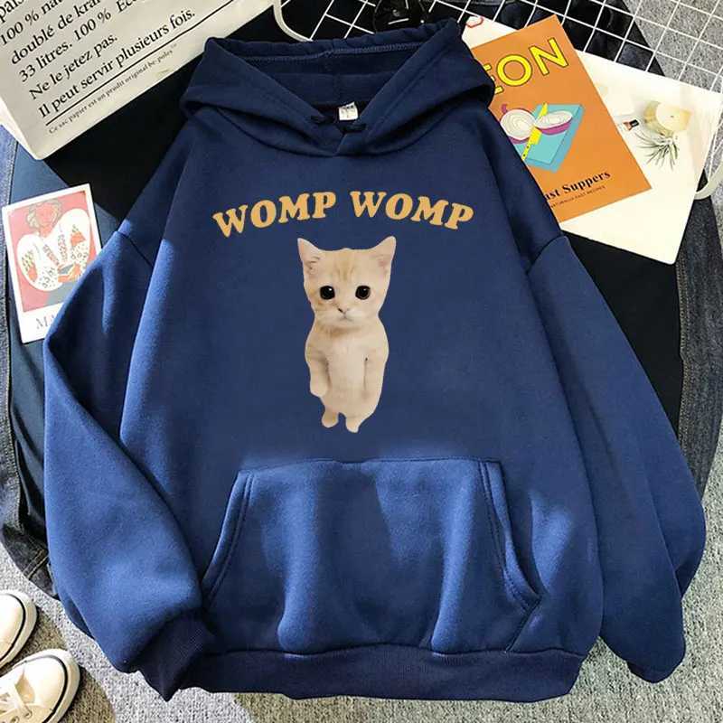 Funny Cat Womp Meme Print Hoodie Men Women Fashion Kawaii Hooded Sweatshirts Oversized Fleece Casual Pullovers StreetwearT251023