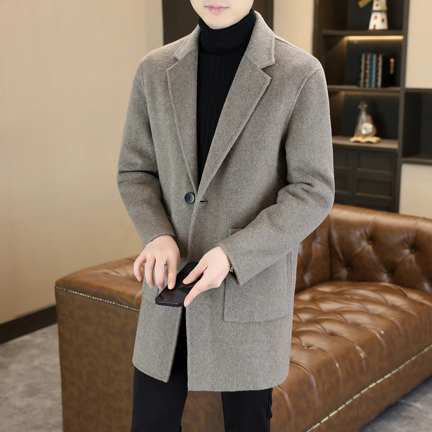 High Quality Mens Business Casual Woolen Coats 2025 Autumn Winter 70 Wool Windbreaker Jackets Outwear Warm Overcoat Clothing 251015