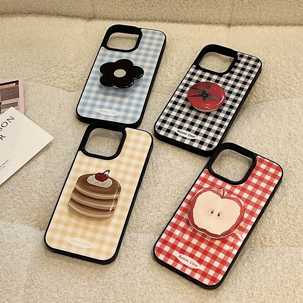 Gingham Fruit Stand, Compatible with Apple iPhone 17 Pro Max / Plaid, Checkered, Unique, Cute, Trendy Phone Case - Protective Black Bumper