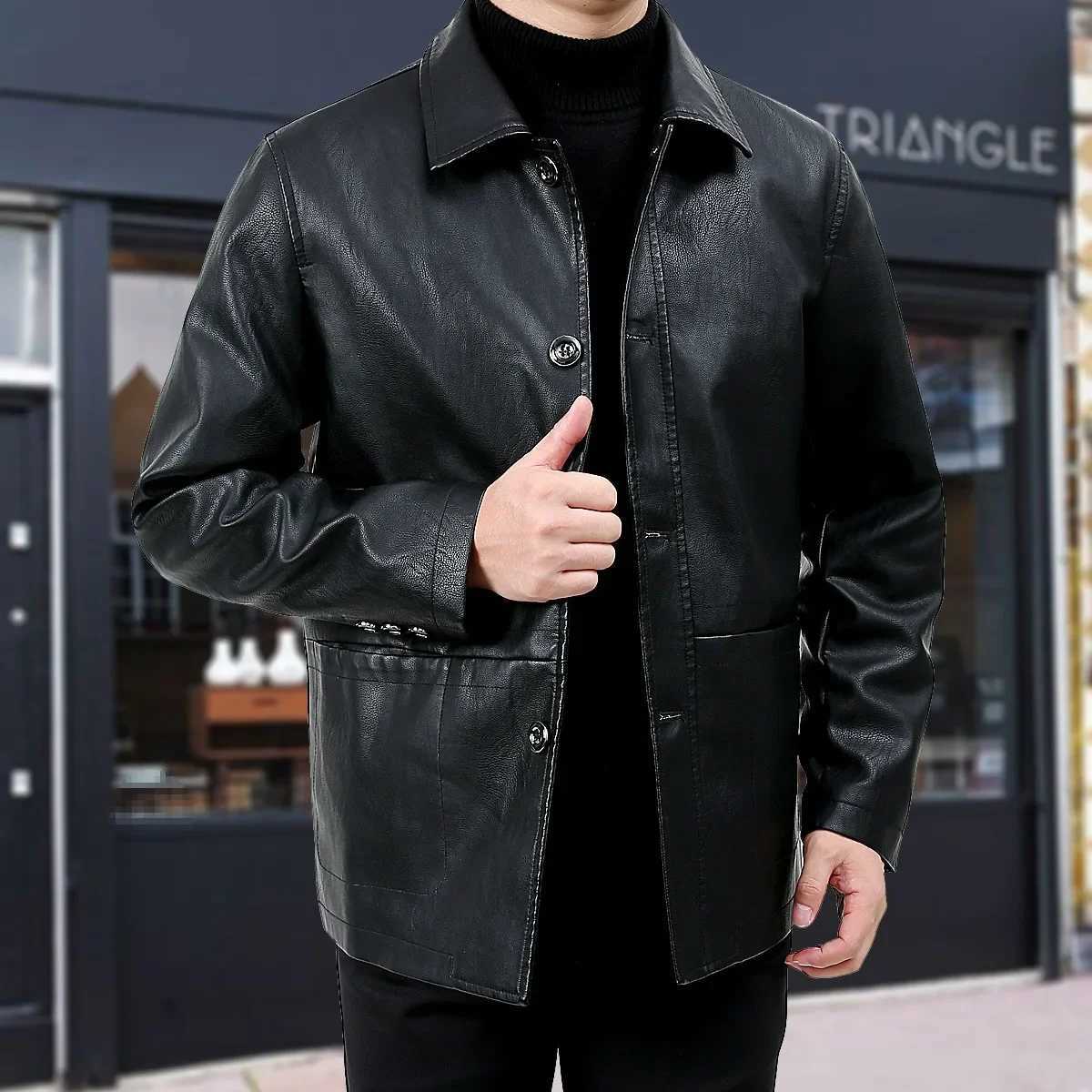 New Mens Leather Jacket Biker Style Casual Autumn Fashion Slim Fit Stand Collar Coat Korean Version Loose Chinese Brand W251023