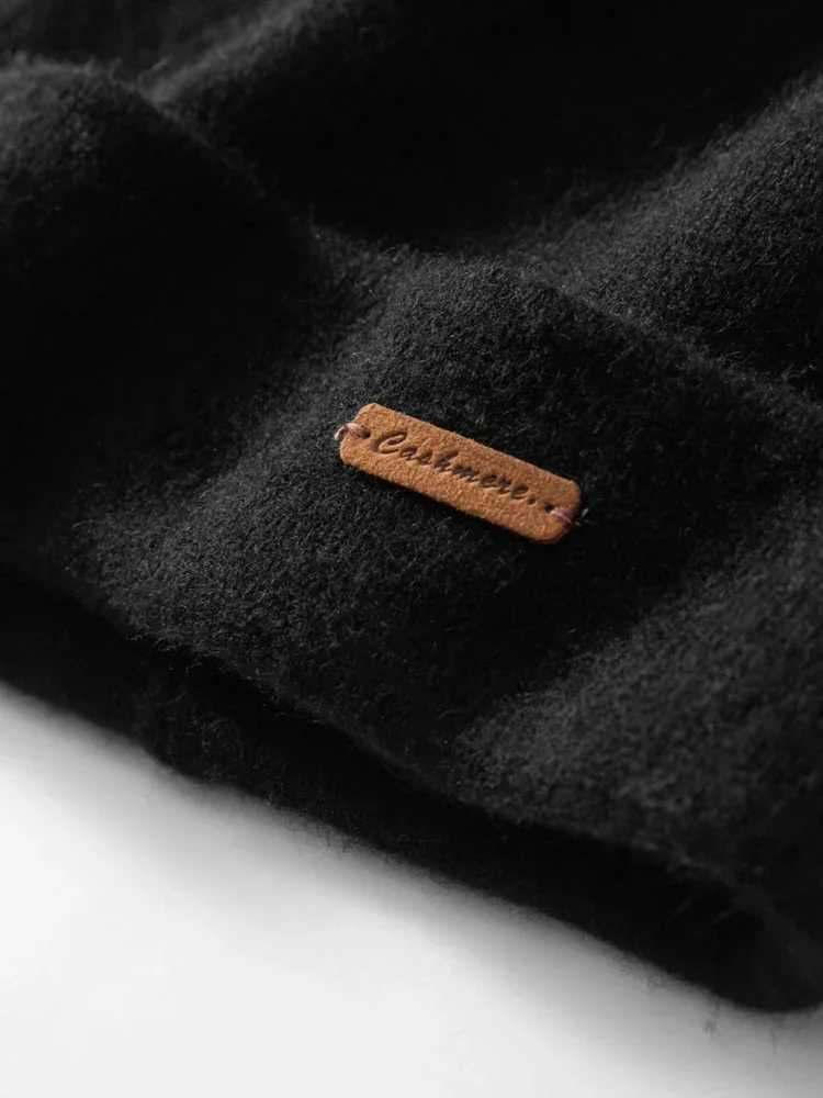 100 Cashmere 2Layers Beanies Solid Knit Caps Unisex Hat Casual Men New Year Special Price Basic Soft Women Warm Hair Bonnet J251022