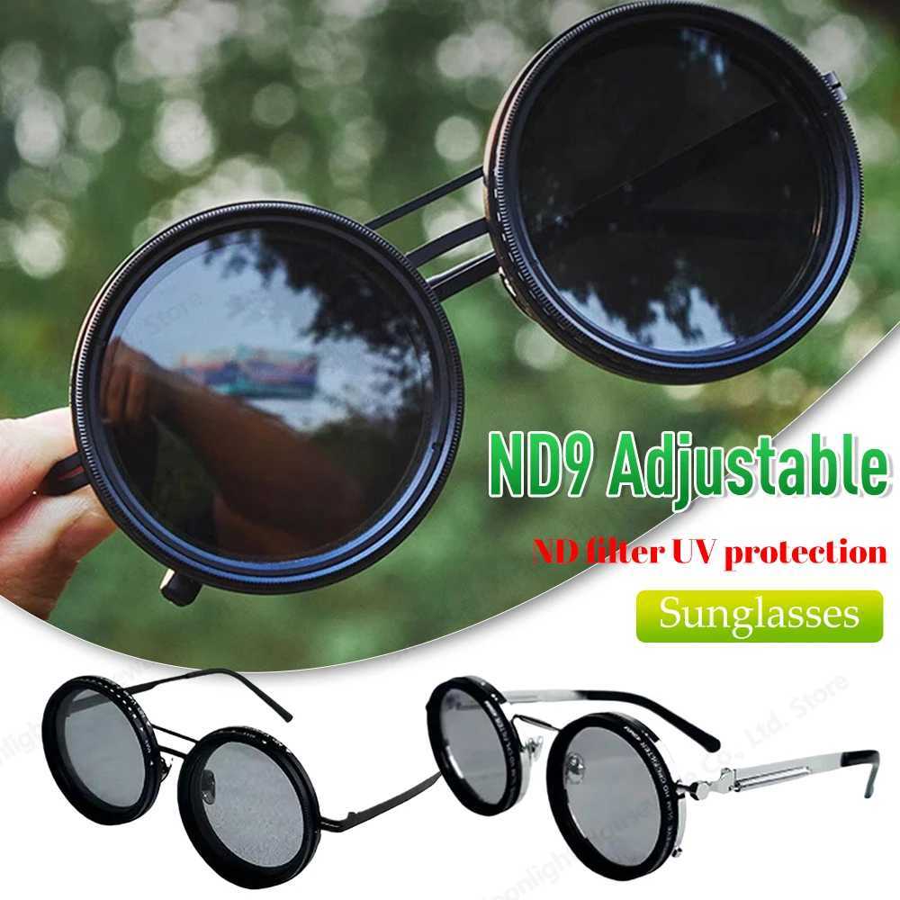 ND9 adjustable dimming sunglasses Retro Punk round mens outdoor fishing UV400 polarized driving sunglasses for Driving FishingW251023