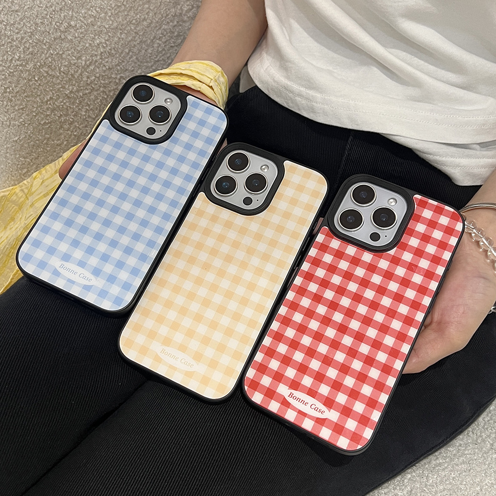 Gingham Fruit Stand, Compatible with Apple iPhone 17 Pro Max / Plaid, Checkered, Unique, Cute, Trendy Phone Case - Protective Black Bumper