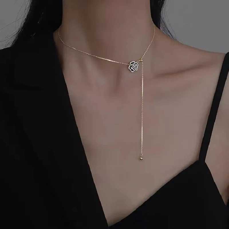 New Fashion Elegant Black lia Necklace for Wen Girls Korean Sweet wer Necklace Party Jewelry Accories Y251023