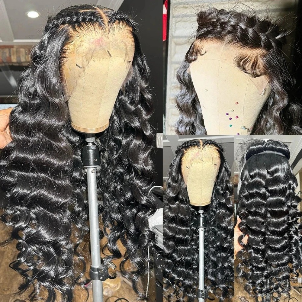 Black Deep Wave Frontal Wigs 13x4 13x6 HD Lace Front Wigs 30 Inches Curly Human Hair Wigs Brazilian Preplucked Ready To Wear Heat Resistant for Wemon