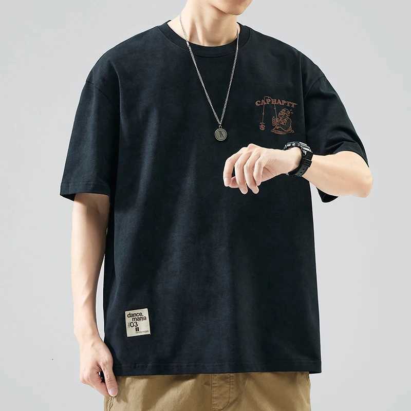 SL9688 American print tide high density knitted loose casual fashion trend versatile mens T short sleeveXJ251023