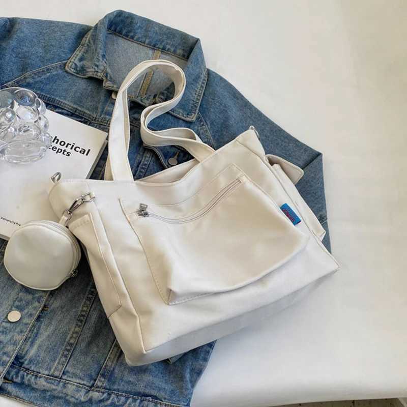 1pcs Womens shoulder Large Capacity Unisex Tote Bag With Coin Purse School Student Schoolbag Casual Bag Crossbody Shoulder BagL251023