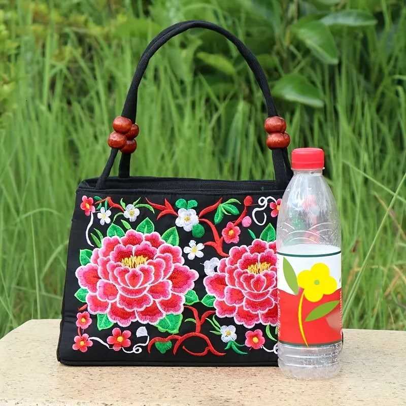 Ethnic style bag doublesided embroidery canvas small bag ladies double handbag leisure trend retroL251023