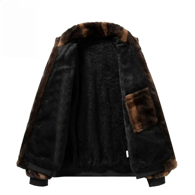 Mens High Street Style Jacket Winter Thick Warm DoubleSided Fleece Lined Windproof Outerwear for Cold Weather Soft Comfortable 251023