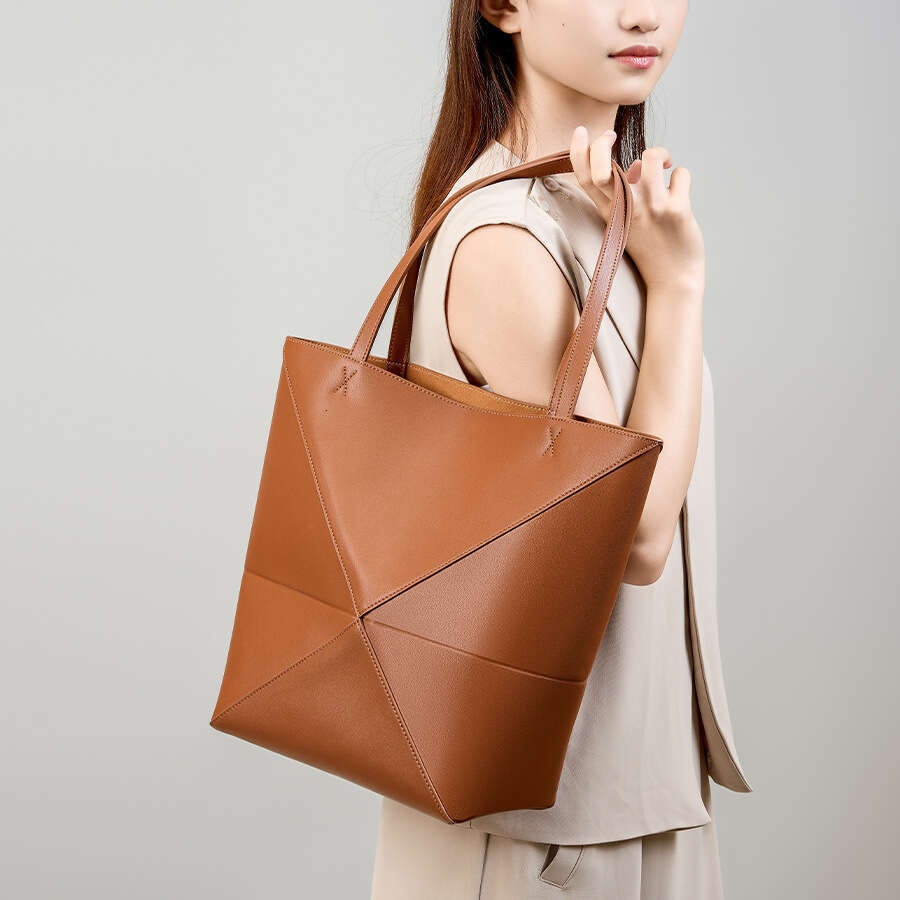 Luxury bag Women s Puzzle Fold Transformable Folding Tote Niche High End Genuine Leather Large Capacity Handbag Shoulder Bag