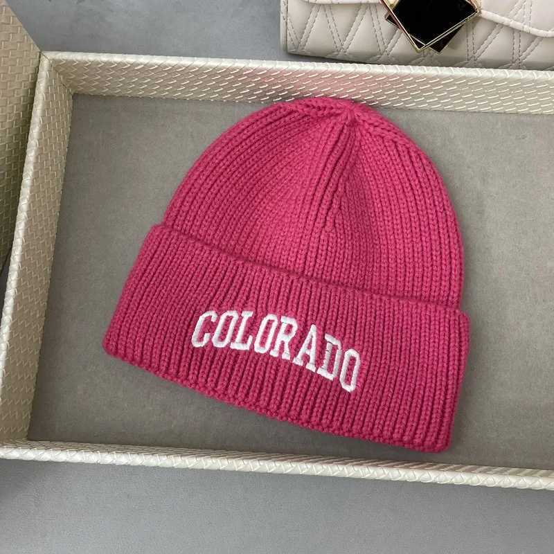 COLORADO Embroidered Beanie Knit Hat Thickened Warm Winter Skull Cap for Men Women Outdoor Sports Casual StreetwearXJ251023