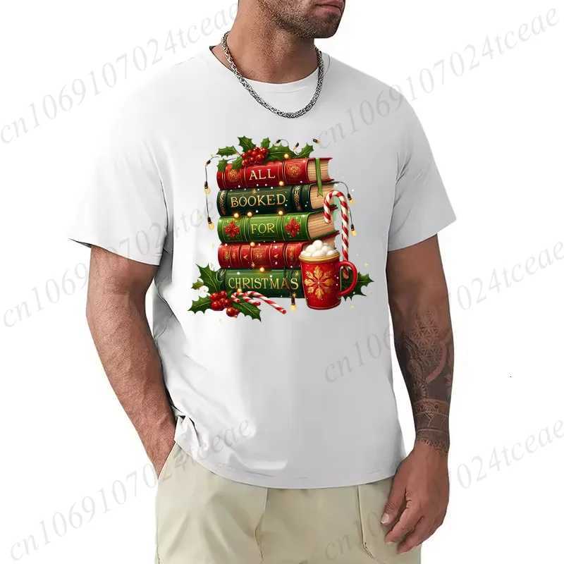 All Booked for Christmas Printed Tshirt Women Men Tshirt Christmas Teacher T Shirt Caual Book Lovers Mens TShirt Short SleeveXJ251023