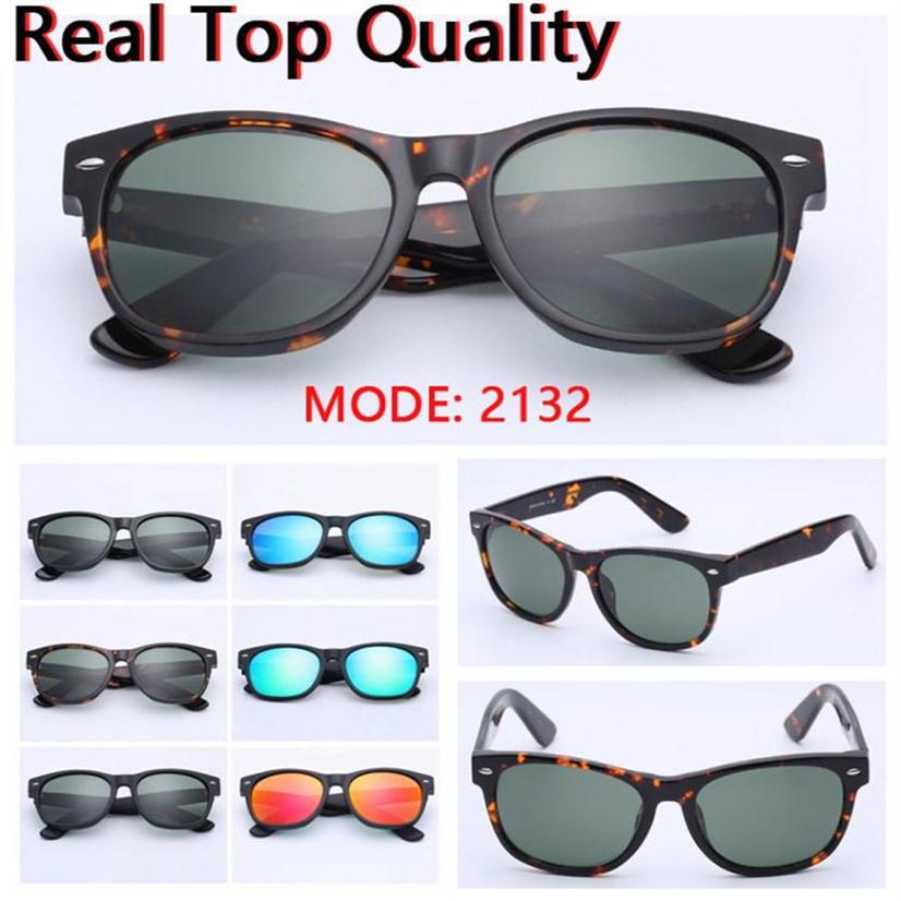 sunglasses new 2132 top quality UV400 real glass lenses sun glasses des lunettes de soleil leather case retail package every6015849316S218S