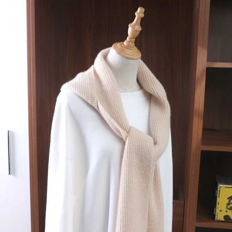 100Wool Knitted Scarf Shawl For Women Winter Soft Warm Fashion Hooded Fake Collar Solid Multifunctional Neck Warmer Scarves J251113