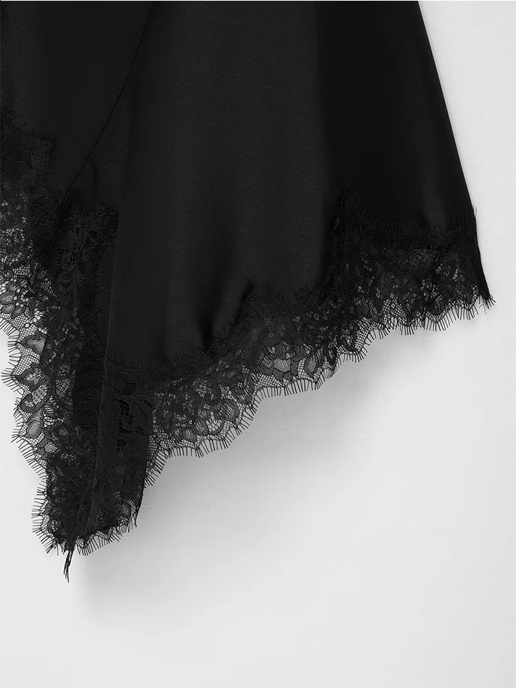 2025 Sexy Lace Spliced Sling Dresses For Women Elegant Sleeveless Backless Irregular Hem Dress Lady Chic Holiday Party Wear 251023