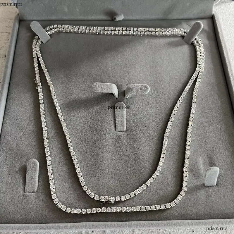 Iced Out 3mm Moissanite Dia VVS Sterling Sier Tennis Chain Necklace