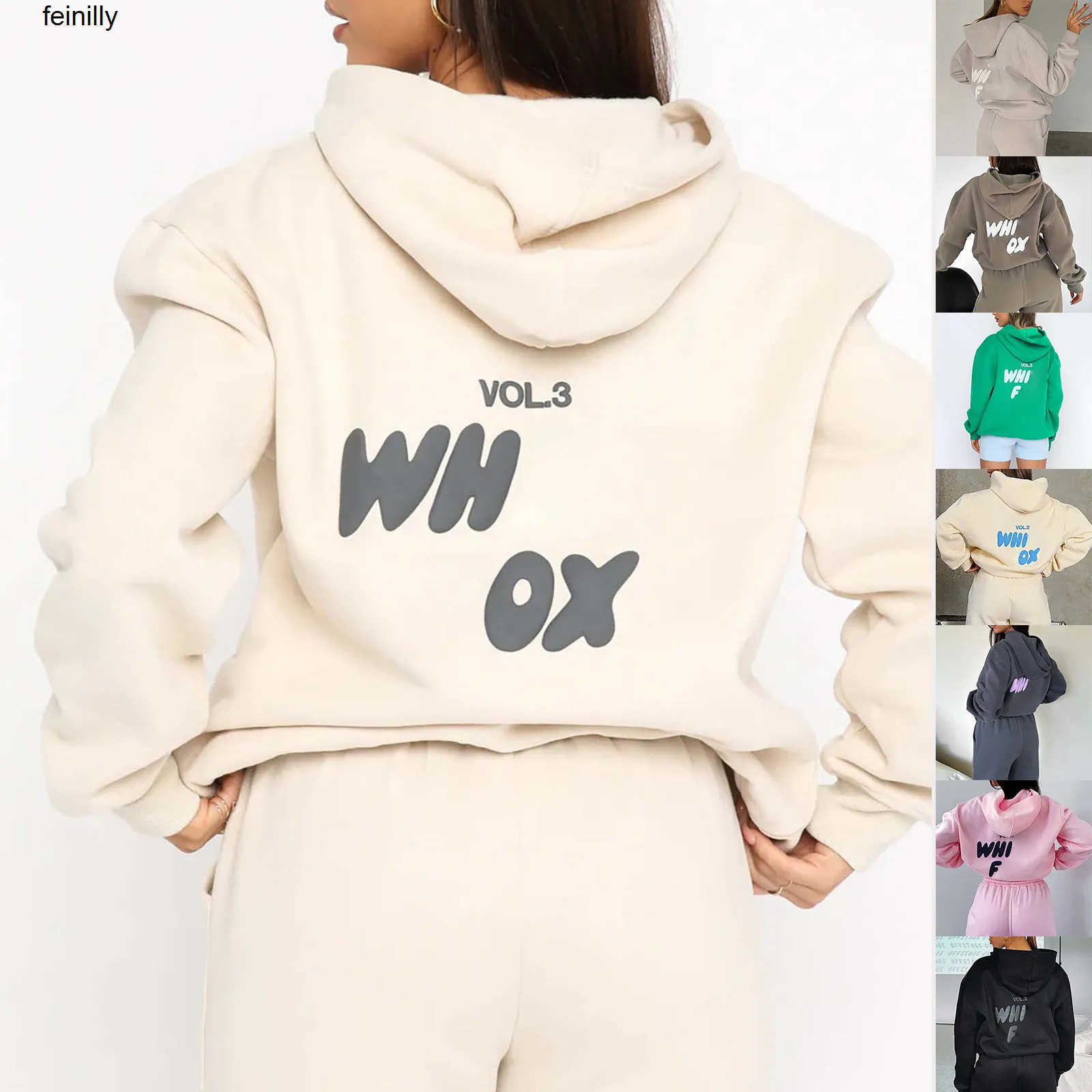 White Foxliness Designer women tracksuits two pieces sets sweatsuit autumn female hoodies hoody pants with sweatshirt ladies loose jumpers woman 3a