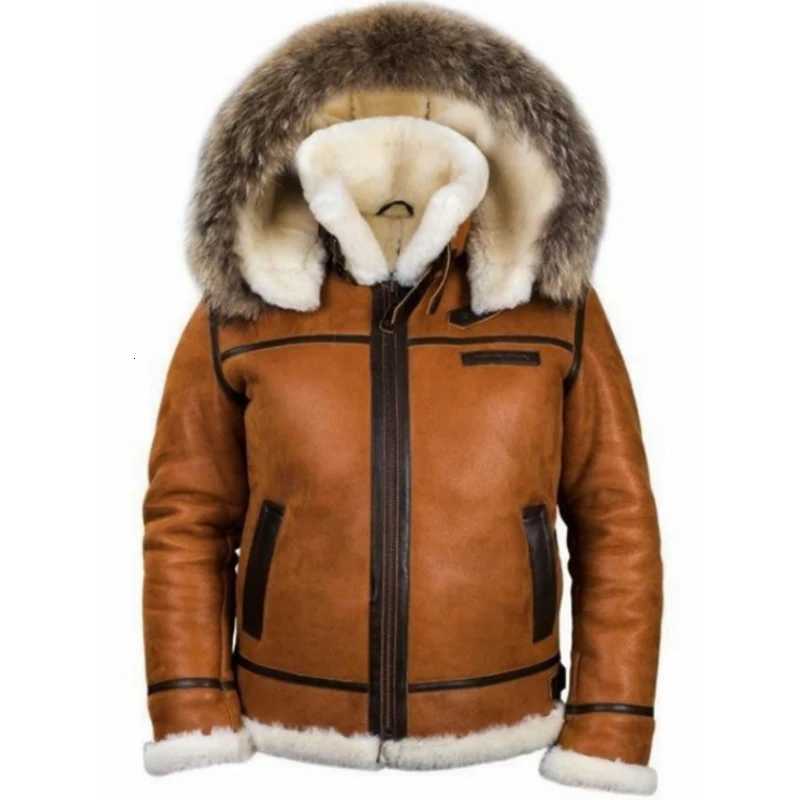 Plush Jacket Men Integrated Leather Fur Comfortable Thick Insulation Long Sleeved Solid Color Casual Versatile Zippered Jacket W251023